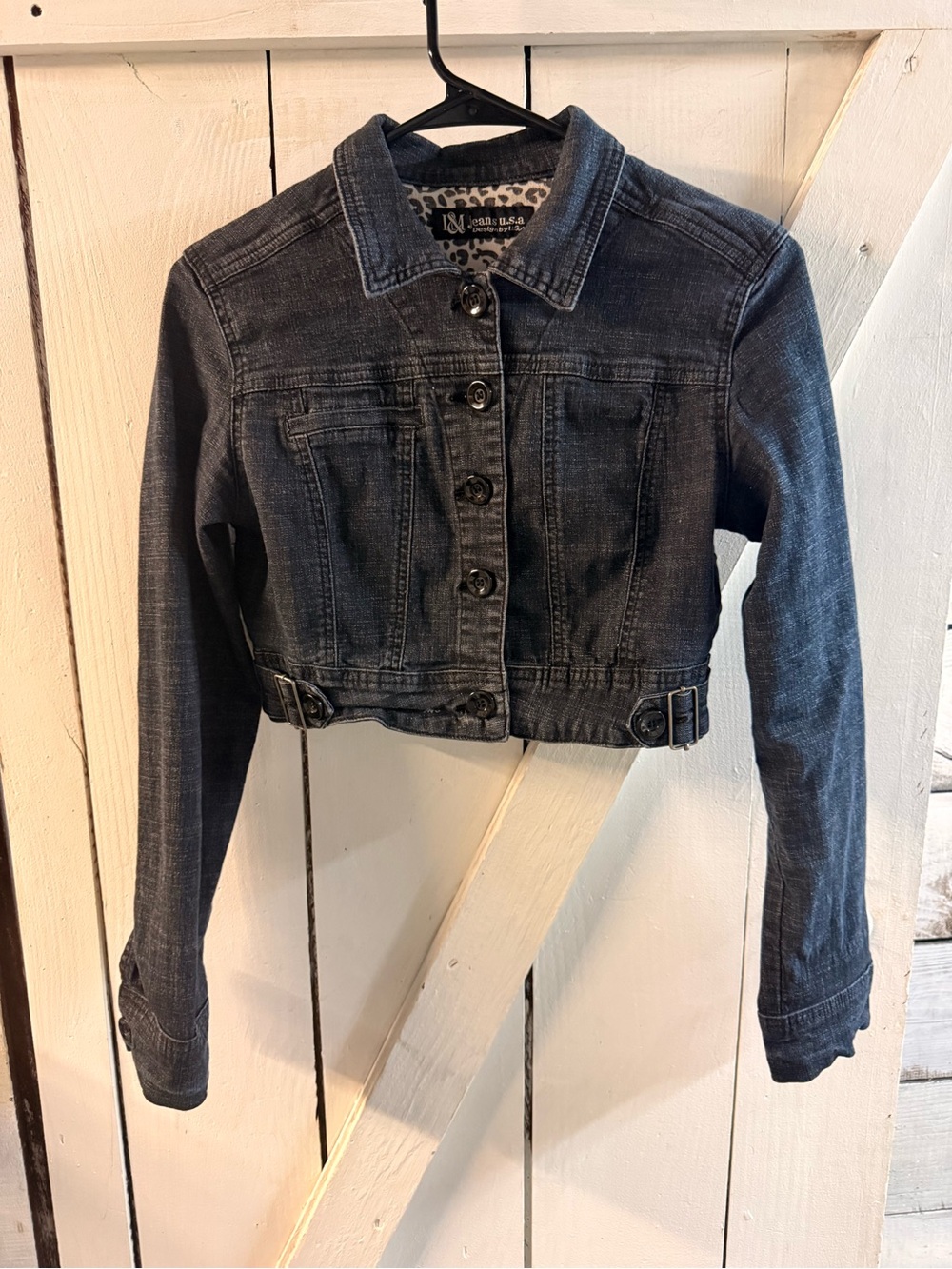 Rue21 Dark Wash Cropped Jean Jacket - Charcoal Blue